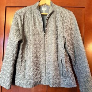 Chico's Silver Quilted Zip Front Jacket